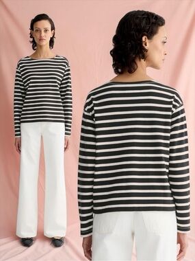 NWT Everlane Women’s Long Sleeve Black & White Stripe Mariner Tee Size S